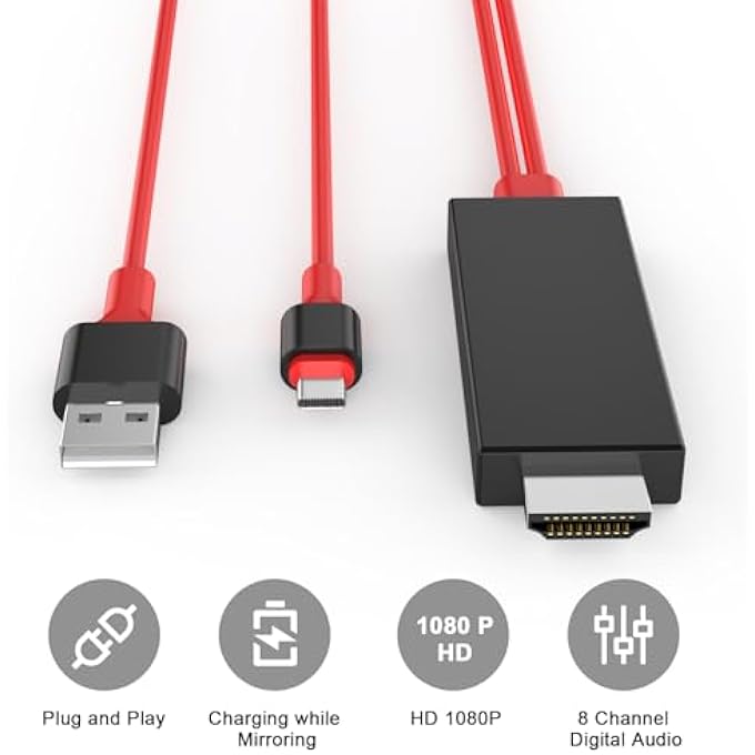 rayihni USB C TO HDMI ADAPTER FOR IPHONE 16 TO TV,[APPLE MFI CERTIFIED] USB TYPE C DIGITAL AV ADAPTER 1080P 4K SYNC SCREEN CONNECTOR CABLE FOR IPHONE 16/16 PLUS/16 PRO/16 PRO MAX/15 TO HDTV PROJECTOR MONITOR - Image 2