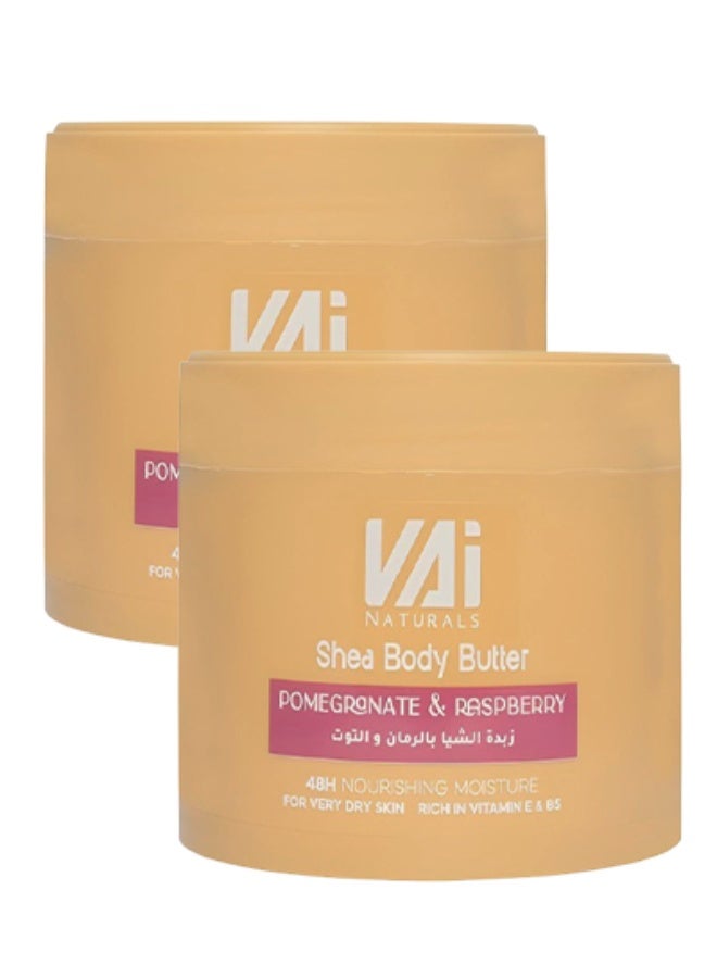 VAI 2 قطع زبدة الشيا للجسم بالرمان والتوت ترطيب مغذي يدوم 48 ساعة للبشرة شديدة الجفاف غنية بفيتامين هـ - Image 1