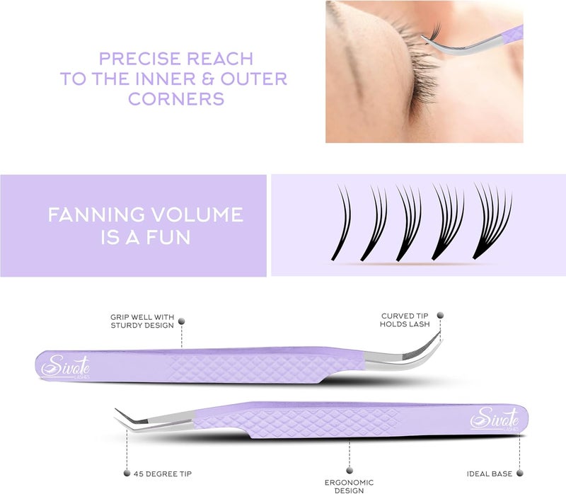 SIVOTE Eyelash Extension Tweezers for Classic & Volume Lashes, 5-Pack, Vanilla - Image 3