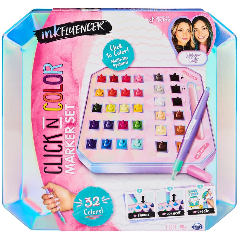 inkFluencer We Wear Cute Click N Color Marker Set Activity Kit With 32 Clickon Marker Tips - Image 2