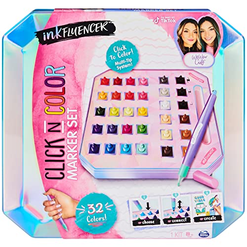 inkFluencer We Wear Cute Click N Color Marker Set Activity Kit With 32 Clickon Marker Tips - Image 1