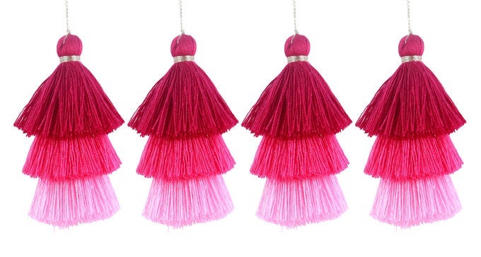 BULK 20PCS TRILAYERED TASSELS WITH HANGING LOOP FOR JEWELRY MAKING CLOTHING