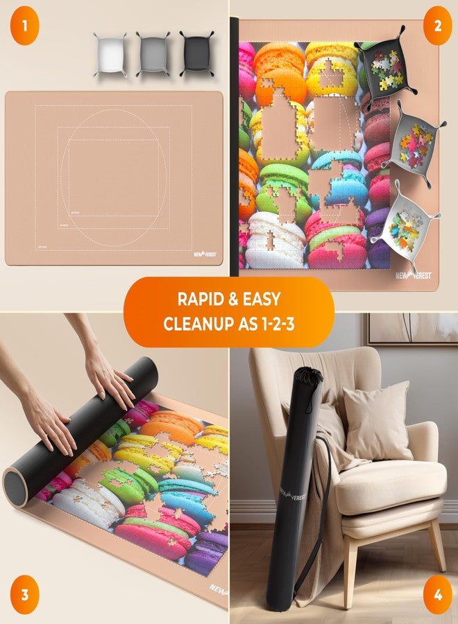 Newverest The Original Newverest Jigsaw Puzzle Mat Roll Up, Rose Gold, 39.4” x 23.6” Portable Keeper Up to 1000 Pieces with Non-Slip Rubber Bottom & Smooth Top + 3 Puzzle Sorting Trays & Travel Storage Bag - Image 5