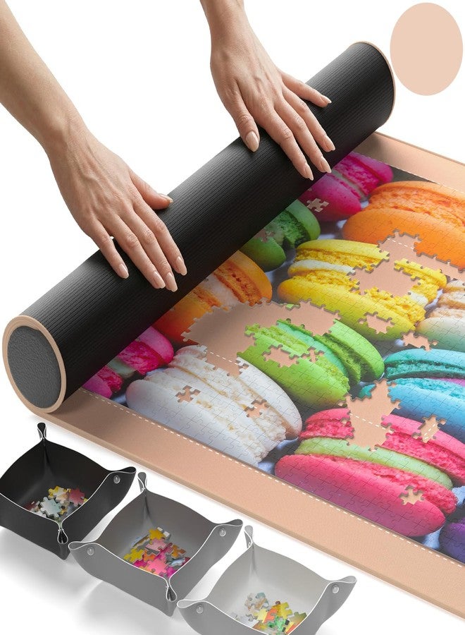 Newverest The Original Newverest Jigsaw Puzzle Mat Roll Up, Rose Gold, 39.4” x 23.6” Portable Keeper Up to 1000 Pieces with Non-Slip Rubber Bottom & Smooth Top + 3 Puzzle Sorting Trays & Travel Storage Bag - Image 1