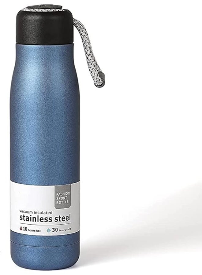 Vacuum insulated stainless steel double wall leak proof sports travel bottle 550ml - Blue - Image 1