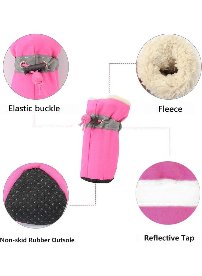 YAODHAOD Dog Shoes For Winter, Dog Boots & Paw Protectors, Fleece Warm Snow Booties For Puppy With Reflective Strip AntiSlip Rubber Sole For Small Medium Size Dogs,Size 3: 1.5"X1.3" (L*W),Pink - Image 5