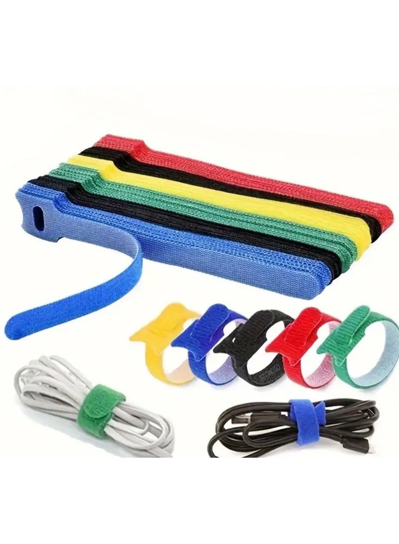 كلين ويف 20 حزام كابل نايلون قابل لإعادة الاستخدام – مثبتات خطاف وحلقة متعددة الألوان لإدارة الأسلاك، وأغلفة ربط متينة ذاتية اللصق للمكتب والمنزل والإلكترونيات - Image 1
