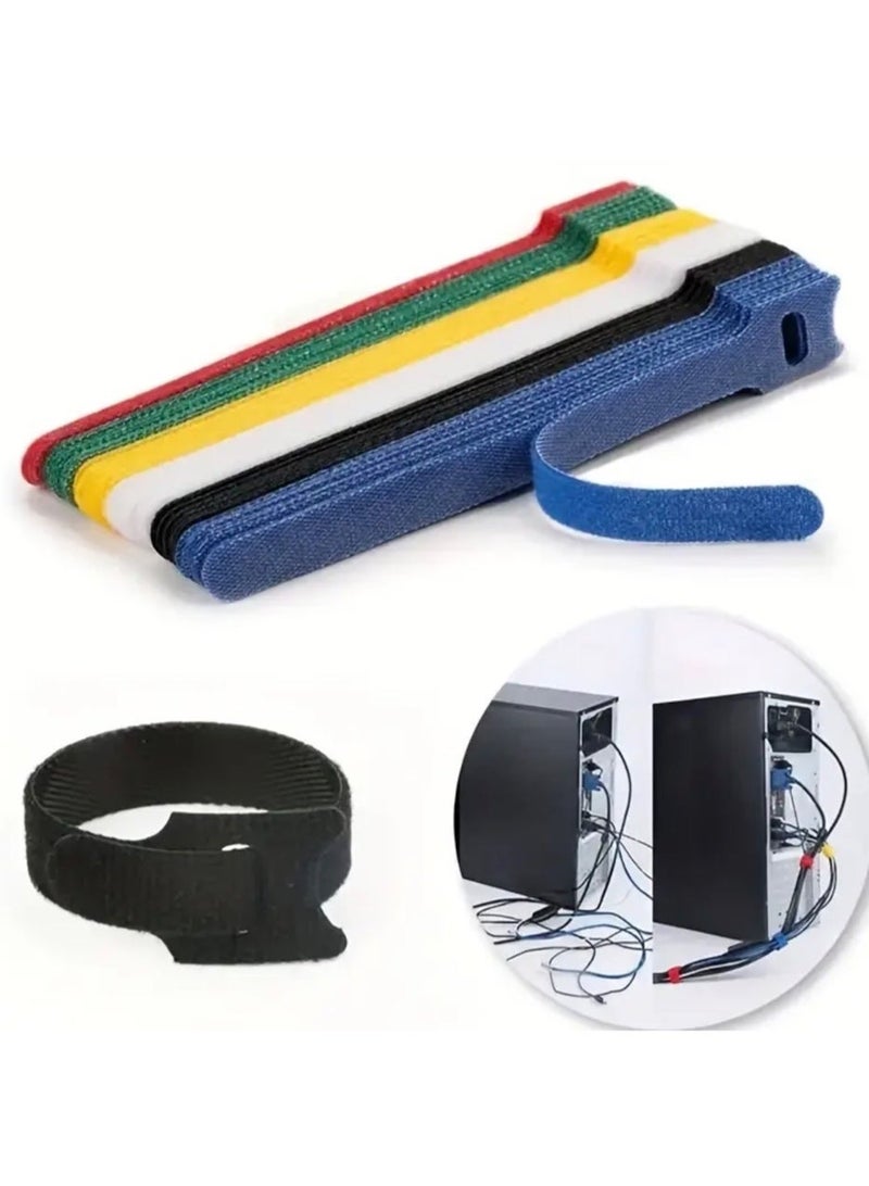 كلين ويف 20 حزام كابل نايلون قابل لإعادة الاستخدام – مثبتات خطاف وحلقة متعددة الألوان لإدارة الأسلاك، وأغلفة ربط متينة ذاتية اللصق للمكتب والمنزل والإلكترونيات - Image 4