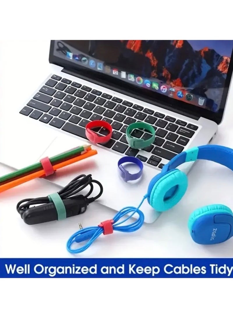 كلين ويف 20 حزام كابل نايلون قابل لإعادة الاستخدام – مثبتات خطاف وحلقة متعددة الألوان لإدارة الأسلاك، وأغلفة ربط متينة ذاتية اللصق للمكتب والمنزل والإلكترونيات - Image 2