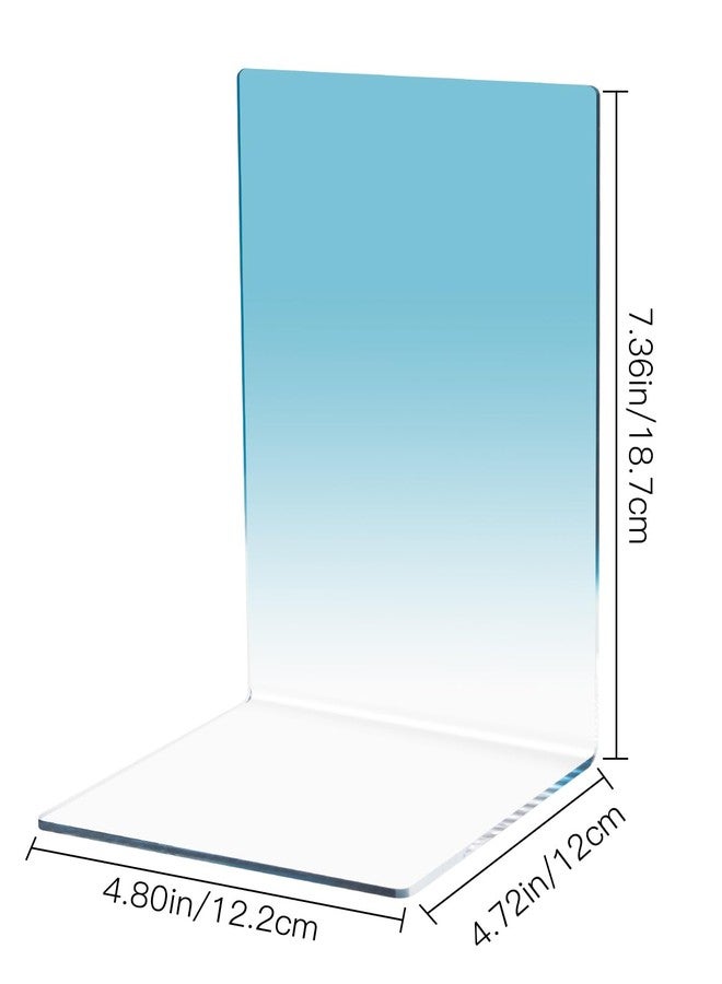 Honagu Book Ends, Acrylic Bookends, Clear Book Ends for Shelves, Desk Book Organizer, Book Holder Stand Decorative for Heavy Books, CDs, Video Games (3 Pair/6Pieces, Gradient Sky Blue) - Image 2
