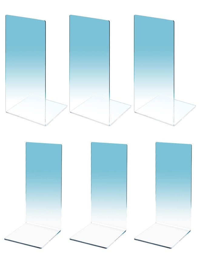 Honagu Book Ends, Acrylic Bookends, Clear Book Ends for Shelves, Desk Book Organizer, Book Holder Stand Decorative for Heavy Books, CDs, Video Games (3 Pair/6Pieces, Gradient Sky Blue) - Image 1