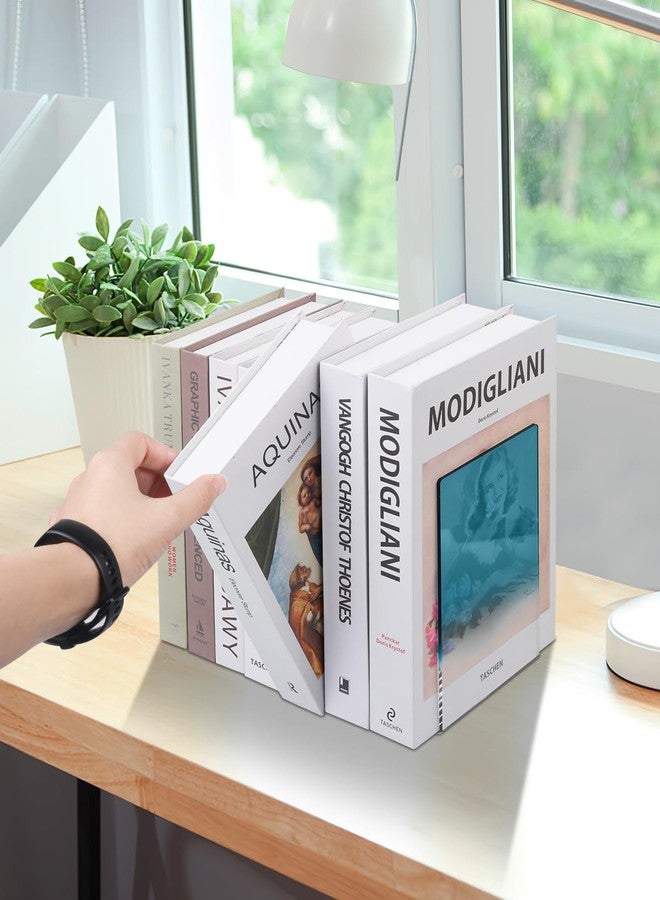 Honagu Book Ends, Acrylic Bookends, Clear Book Ends for Shelves, Desk Book Organizer, Book Holder Stand Decorative for Heavy Books, CDs, Video Games (3 Pair/6Pieces, Gradient Sky Blue) - Image 3