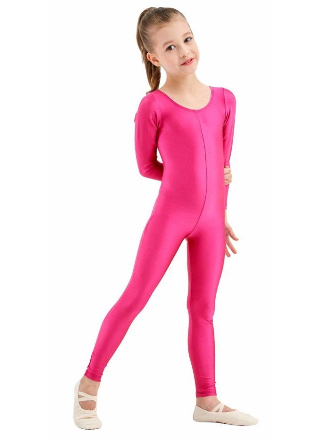 Speerise Girls Unitards Gymnastics Long Sleeves Full Body Toddler Ballet Leotards for Kids Costumes, Hot Pink, XL - Image 2