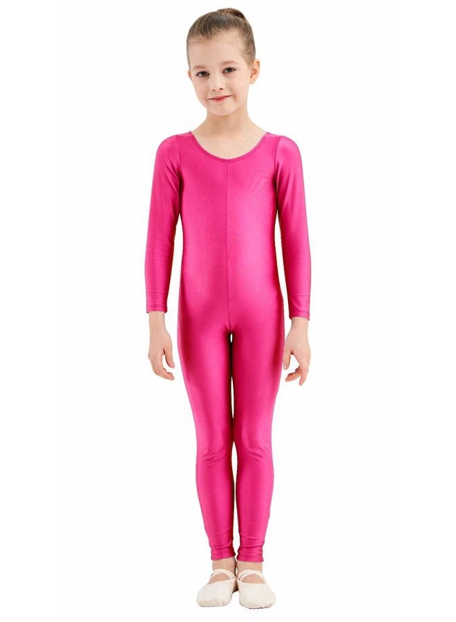Speerise Girls Unitards Gymnastics Long Sleeves Full Body Toddler Ballet Leotards for Kids Costumes, Hot Pink, XL - Image 1