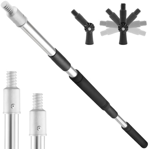 Frebuta Paint Roller Extension Pole with Swivel,2Ft to11Ft Multi-Purpose Splice Extension Pole Long Handle with 180 Degree Swivel Head Window Squeegee Gutter Cleaning Tools Soft Sponge Handle - Image 1