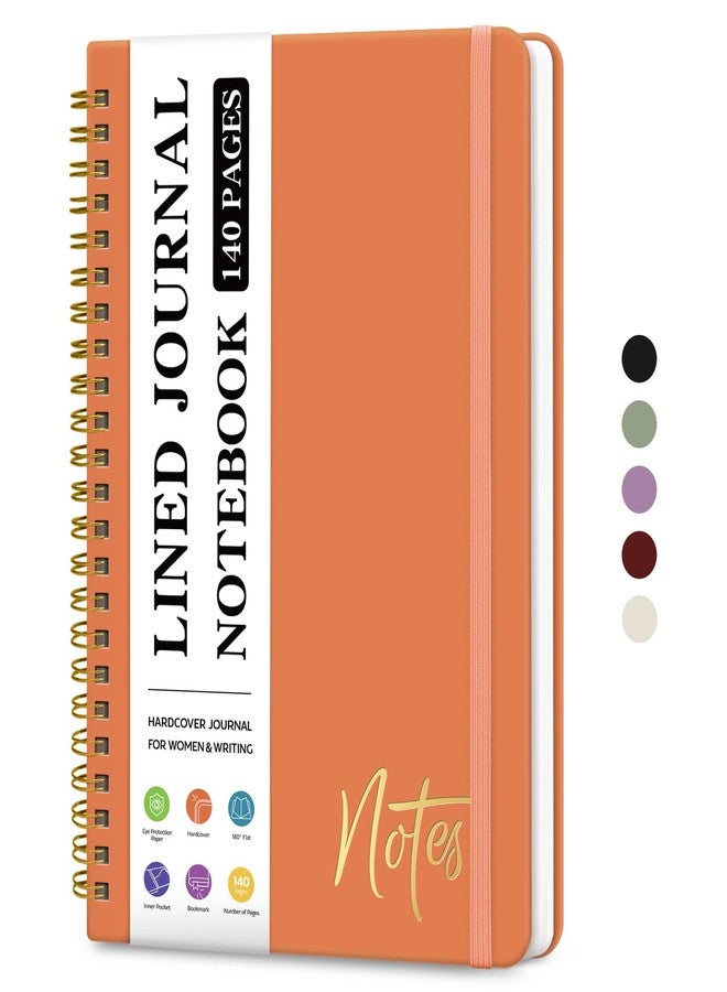 ZOTIA Lined Spiral Journal Notebook for Women, A5 College Ruled Journals for Writing, Hardcover Notebooks for Work, Note Taking and Office School Supplies,140 Pages - Coral - Image 1