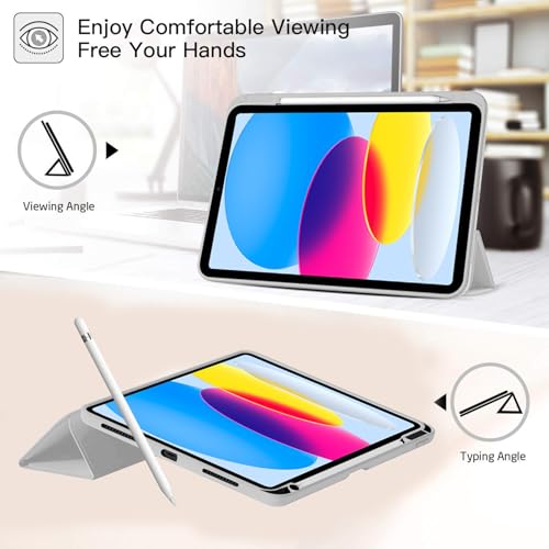 Robustrion Cover for iPad 11th Generation (A16) / 10th Gen Cover Case with [Right Side Pencil Holder] [Auto Sleep Wake] [Soft Back] (2022/2025), Case for iPad 11th 11"/ 10th 10.9" - Grey - Image 4