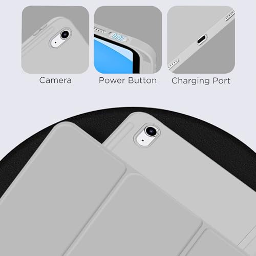 Robustrion Cover for iPad 11th Generation (A16) / 10th Gen Cover Case with [Right Side Pencil Holder] [Auto Sleep Wake] [Soft Back] (2022/2025), Case for iPad 11th 11"/ 10th 10.9" - Grey - Image 5