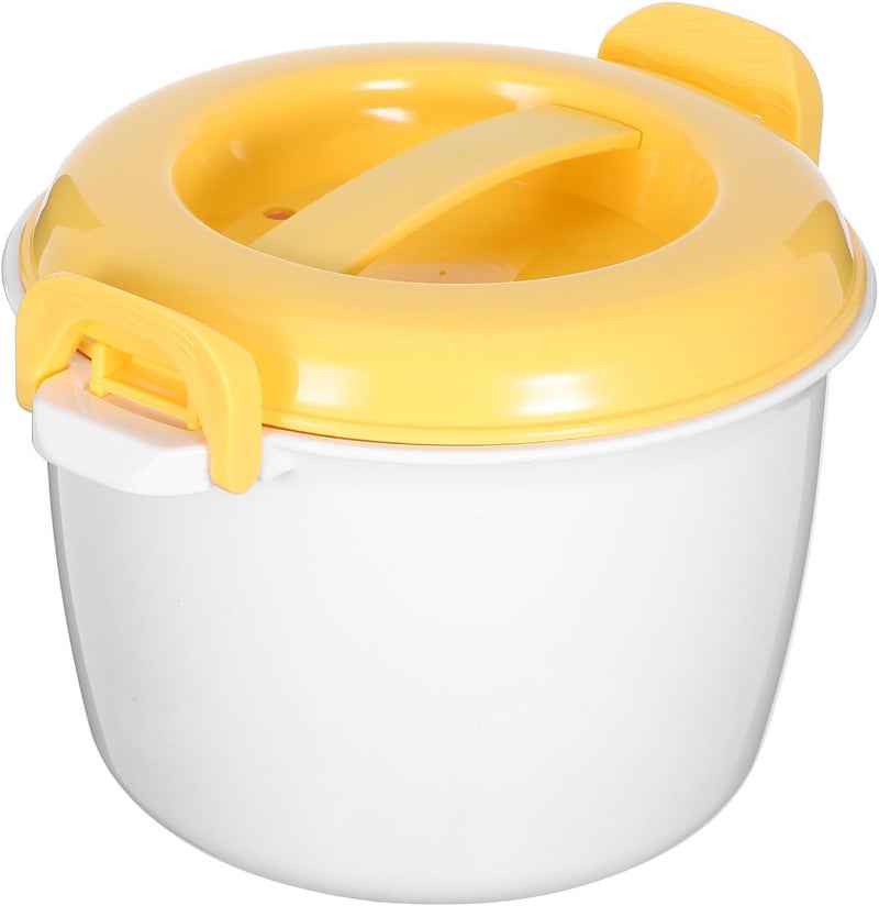 Microwave Rice Cooker Small Size 20x11.5cm Yellow Multi-function Portable Rice Maker Food Container for Home and Lunch Use - Image 1