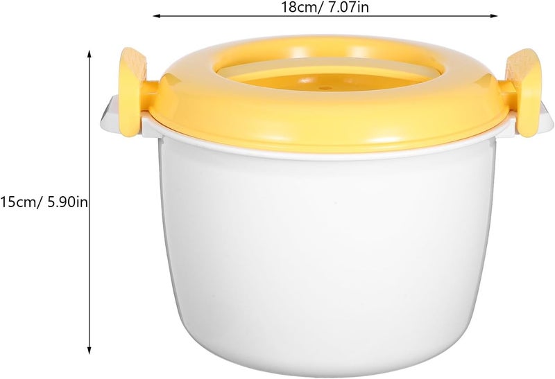Microwave Rice Cooker Small Size 20x11.5cm Yellow Multi-function Portable Rice Maker Food Container for Home and Lunch Use - Image 2