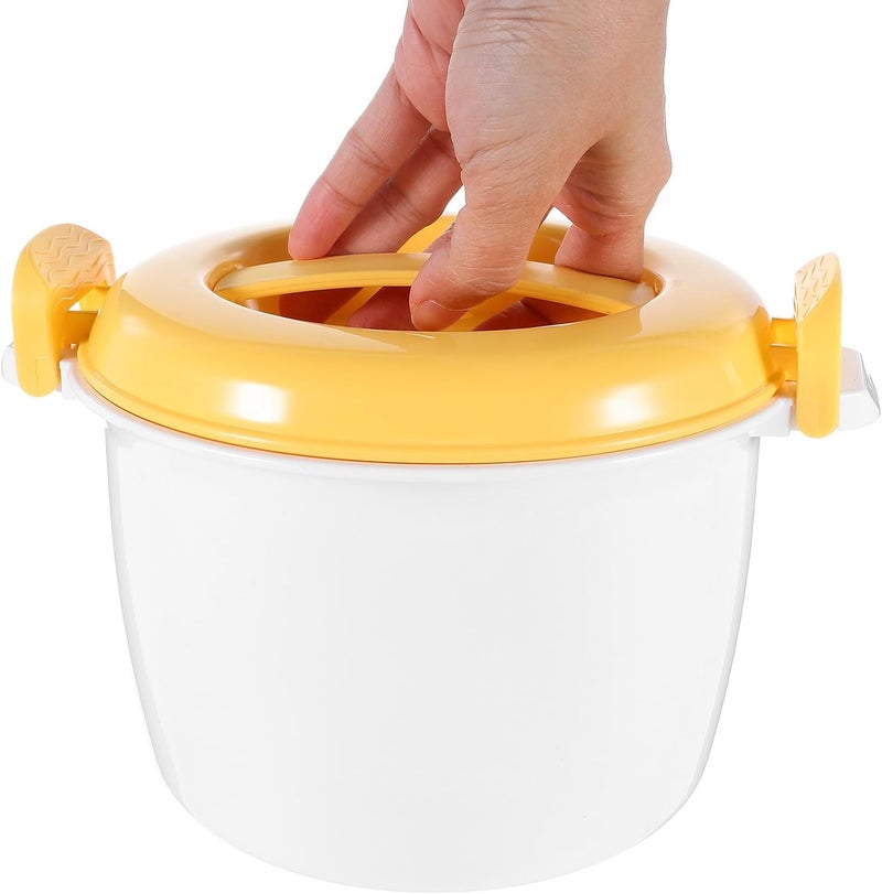Microwave Rice Cooker Small Size 20x11.5cm Yellow Multi-function Portable Rice Maker Food Container for Home and Lunch Use - Image 4
