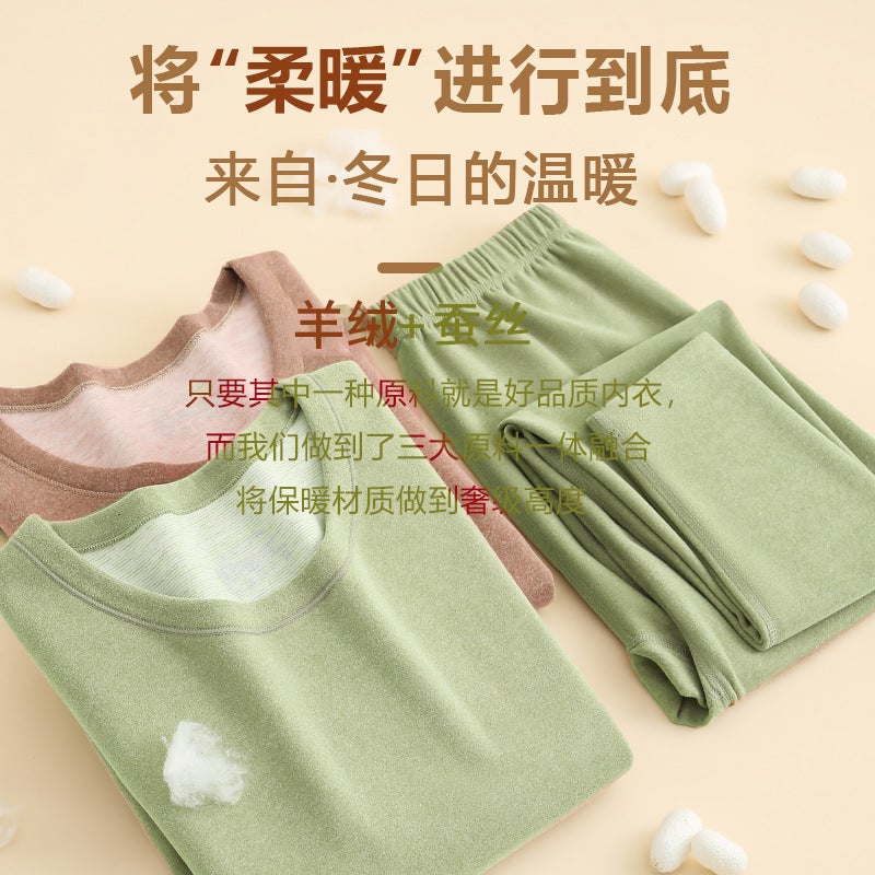 Customized New Traceless Cashmere Silk Thermal Underwear For Couple Suit Double-Sided Milled Plush Tight-Fit Women And Men - Image 3