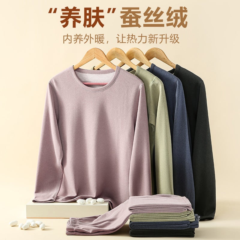 Customized New Traceless Cashmere Silk Thermal Underwear For Couple Suit Double-Sided Milled Plush Tight-Fit Women And Men - Image 4