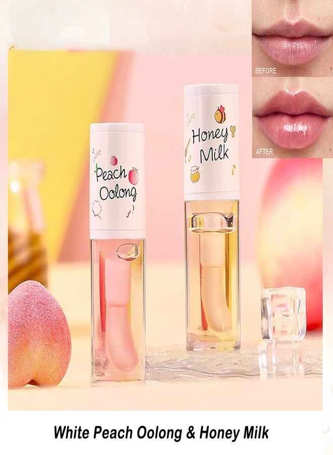 KTouler 4PCS Tinted Hydrating Lip Oil Set,Clear Lip Gloss,Honey Lip Oil,Lip Gloss Flavoring Oil Long Lasting Nourishing for Women Girls - Image 3