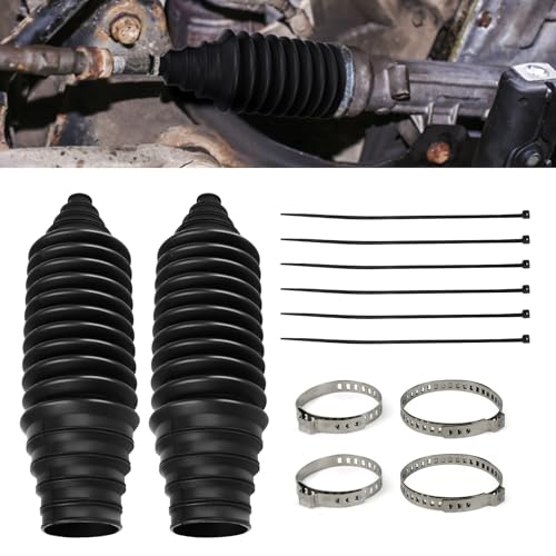 Hbxdeco 2PCS Car Rack and Pinion Boot Silicone Steering Rack and Pinion Tie Rod Boots Dustproof Pinion Bellow Boots with 6 Cable Ties 4 Clamps Universal Inner Tie Rod Boot Black - Image 1