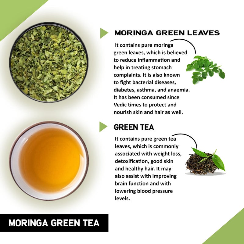 TEACURRY Moringa Green Tea (30 Tea Bags, 1 month Pack) - Helps with Heart Wellness, Level of Sugar | Moringa Green Tea for Weight Management | 100% Natural - Image 2