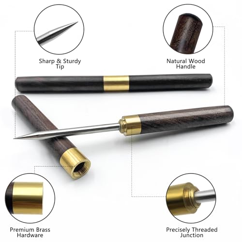 FJCTER 2 Pack Ice Pick for Breaking Ice, 6.8" Stainless Steel Ice Picks with Ebony Wooden Handle and Safety Cap, Multi-Purpose Ice Picks for Bars, Kitchens, Camping, Bartenders - Image 2