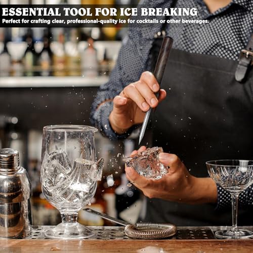 FJCTER 2 Pack Ice Pick for Breaking Ice, 6.8" Stainless Steel Ice Picks with Ebony Wooden Handle and Safety Cap, Multi-Purpose Ice Picks for Bars, Kitchens, Camping, Bartenders - Image 3