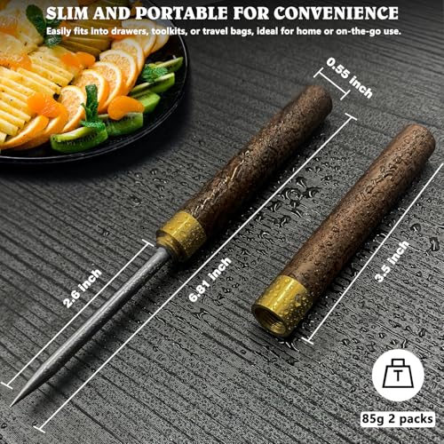 FJCTER 2 Pack Ice Pick for Breaking Ice, 6.8" Stainless Steel Ice Picks with Ebony Wooden Handle and Safety Cap, Multi-Purpose Ice Picks for Bars, Kitchens, Camping, Bartenders - Image 5