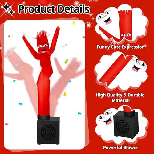 Poen رجل أنبوب قابل للنفخ يهتز بشكل مضحك للأطفال هدية مع منفاخ، رجل أنبوب مضحك لتزيين عيد الميلاد، رجل قابل للنفخ للرقص لتزيين المكتب في حفلات المكتب (مضحك) - Image 4