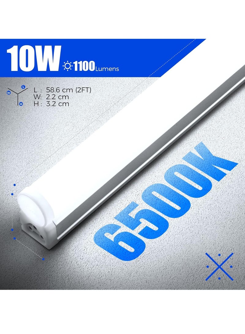 CANYON Led Batten Light 2ft 60cm, T5 Led Tube Lights, 1100lm 10W 6500K Super Bright White LED Garage Workshop Lighting, Wall and Ceiling Batten Lights 2 Packs - Image 5