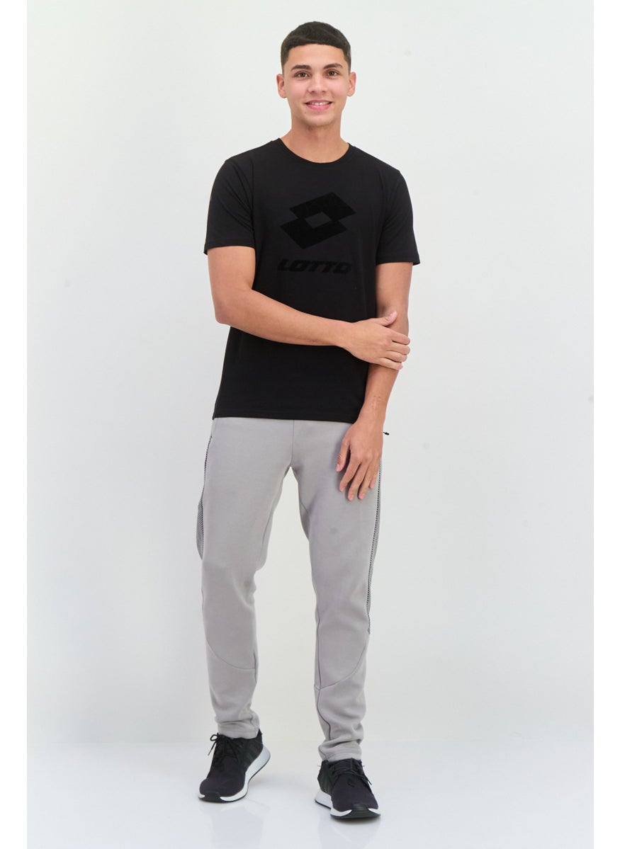 LOTTO Men Sportswear Fit Short Sleeves Outdoor T-Shirt, Black  - Image 4