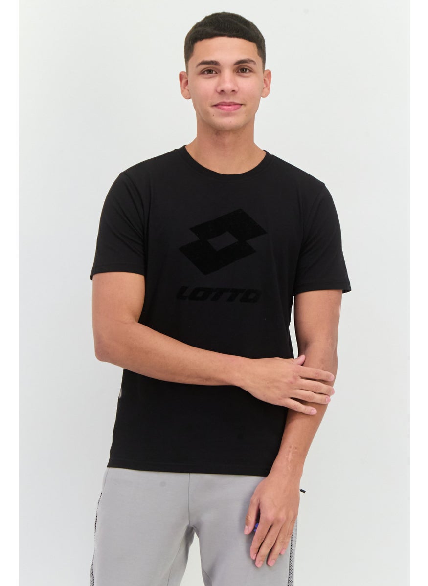 LOTTO Men Sportswear Fit Short Sleeves Outdoor T-Shirt, Black  - Image 1