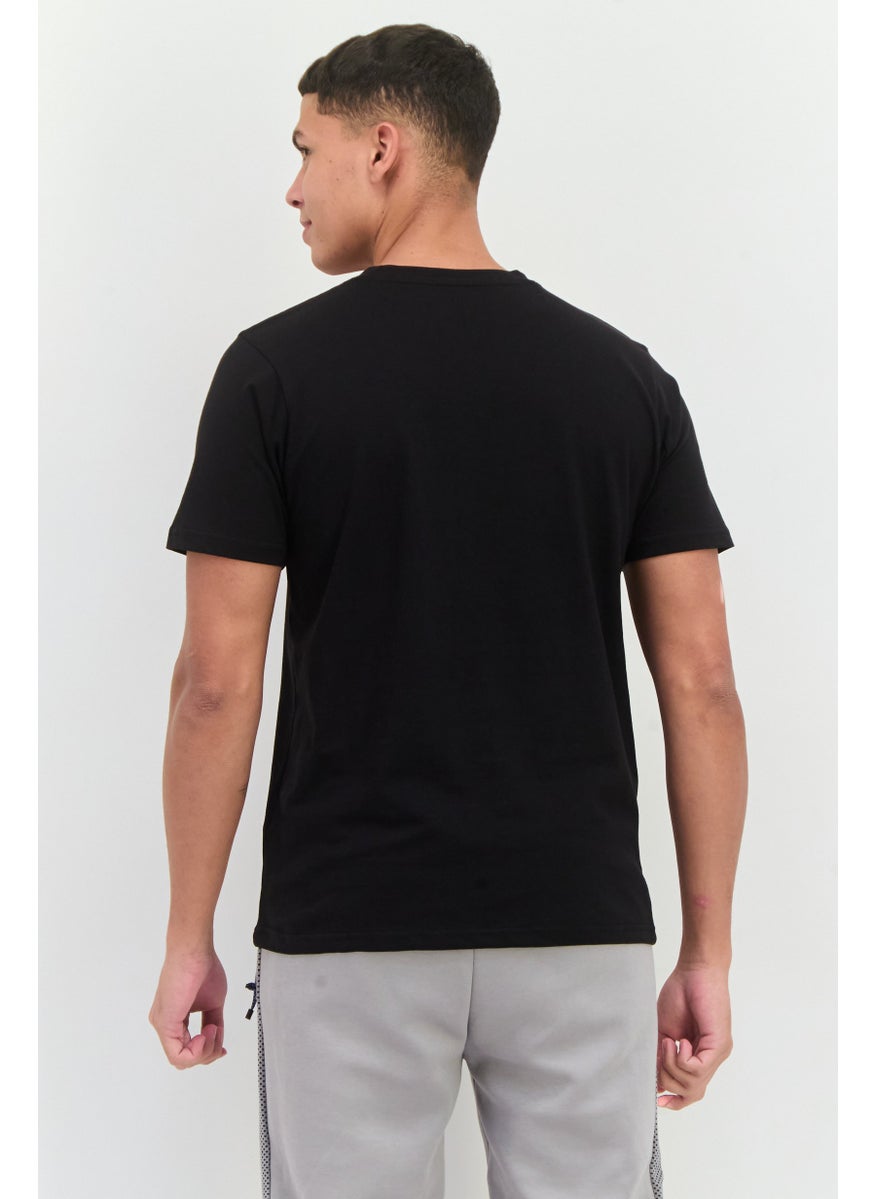 LOTTO Men Sportswear Fit Short Sleeves Outdoor T-Shirt, Black  - Image 3