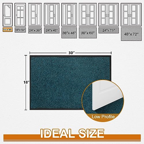 Mibao Front Door Mat Indoor Entrance 295 x 17 Dirt Trapper Welcome Mat for Outdoor Indoor NonSlip Waterproof Doormat Durable Machine Washable Low Profile Entry Rug for Back Door Outside Blue - Image 3