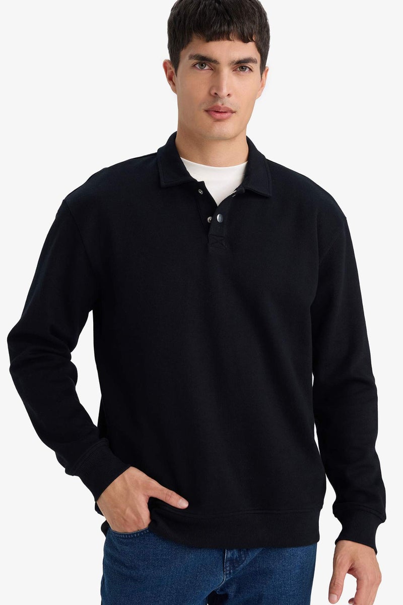 DeFacto Polo Collar Sweatshirt - Image 1
