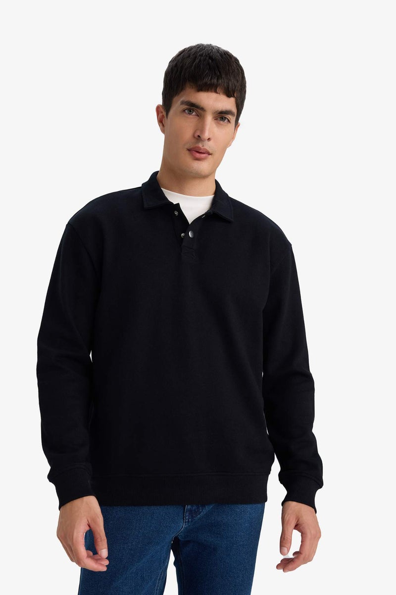 DeFacto Polo Collar Sweatshirt - Image 3