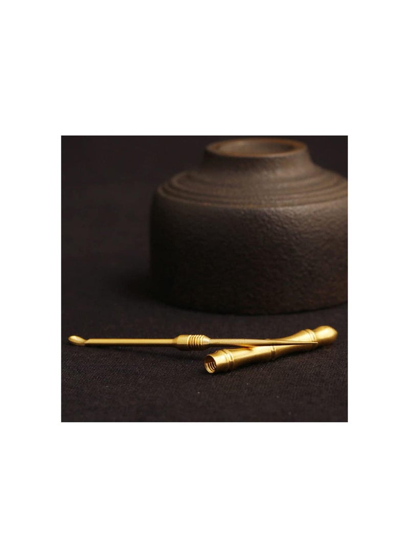 GGOOT 4pcs Brass Ear Spoons Ear Wax Removal Tool Vintage Ear- Pick Cleaner Portable Ear Wax Remover Key Ring Pendant Keychain Hanging Decoration Coppery - Image 2