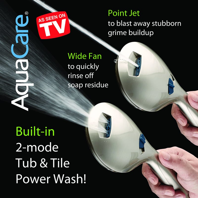 Hotel Spa Aquacare As-Seen-On-Tv High Pressure 48-Setting Rain & Handheld 3-Way Shower Head Combo - Anti-Clog Nozzles/Tub Tile & Pet Power Wash/Extra Long 6 Ft. Hose/Satin Nickel Finish - Image 4