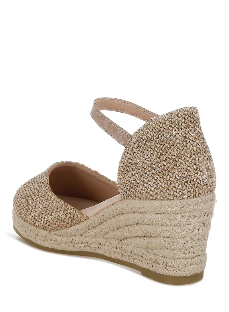 London Rag Raffia Woven Wedge Sandals in Beige
