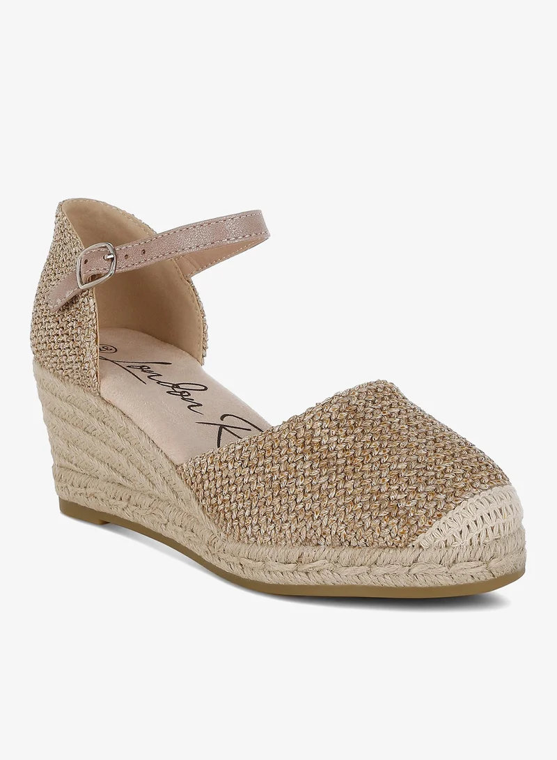 London Rag Raffia Woven Wedge Sandals in Beige
