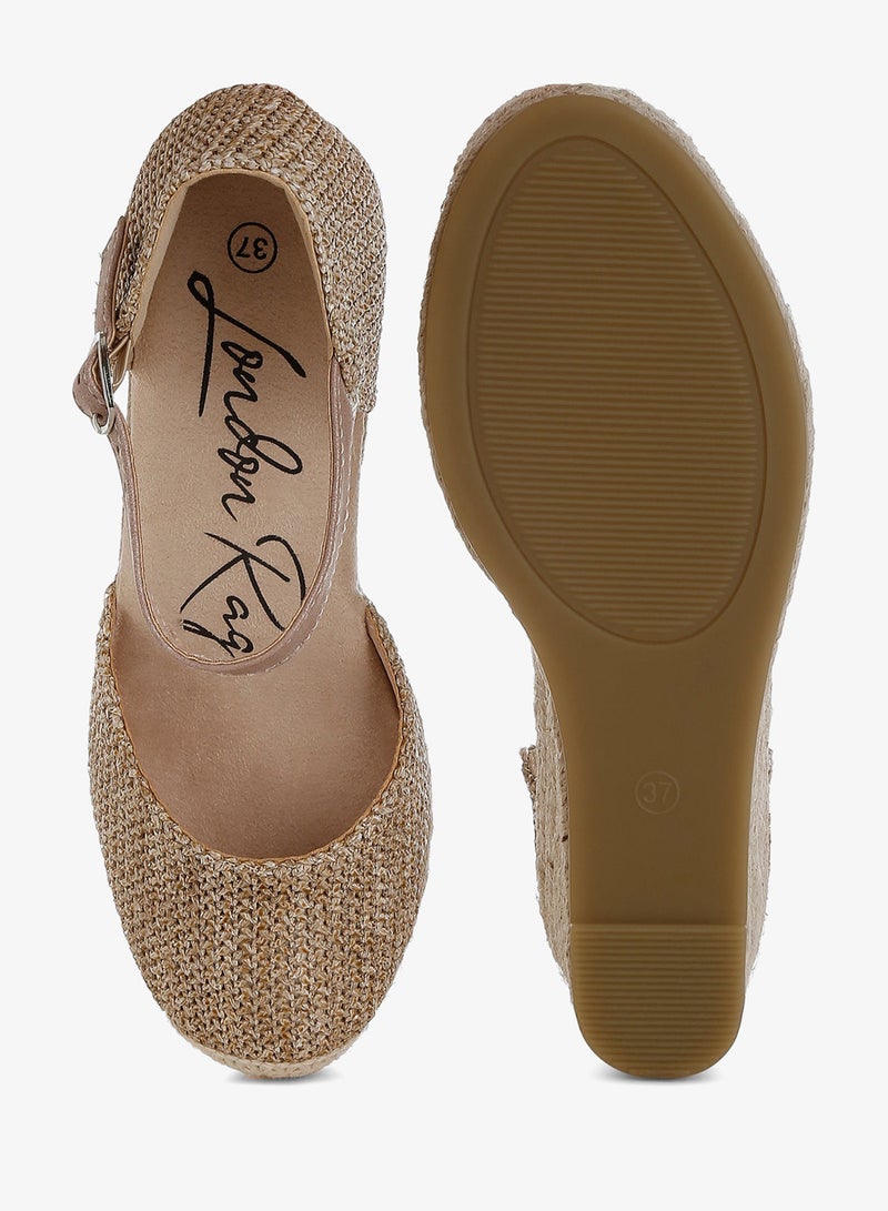 London Rag Raffia Woven Wedge Sandals in Beige - Image 4