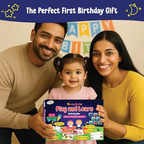SparkLPlay Educational Activity Box for 1 Year Old Boys & Girls | Birthday Gift for 1 Year Old | 5 Fun Filled Skill Building Activities - Numbers, Colors, Shapes, Peekaboo-Animals, Line Tracing. - Image 4