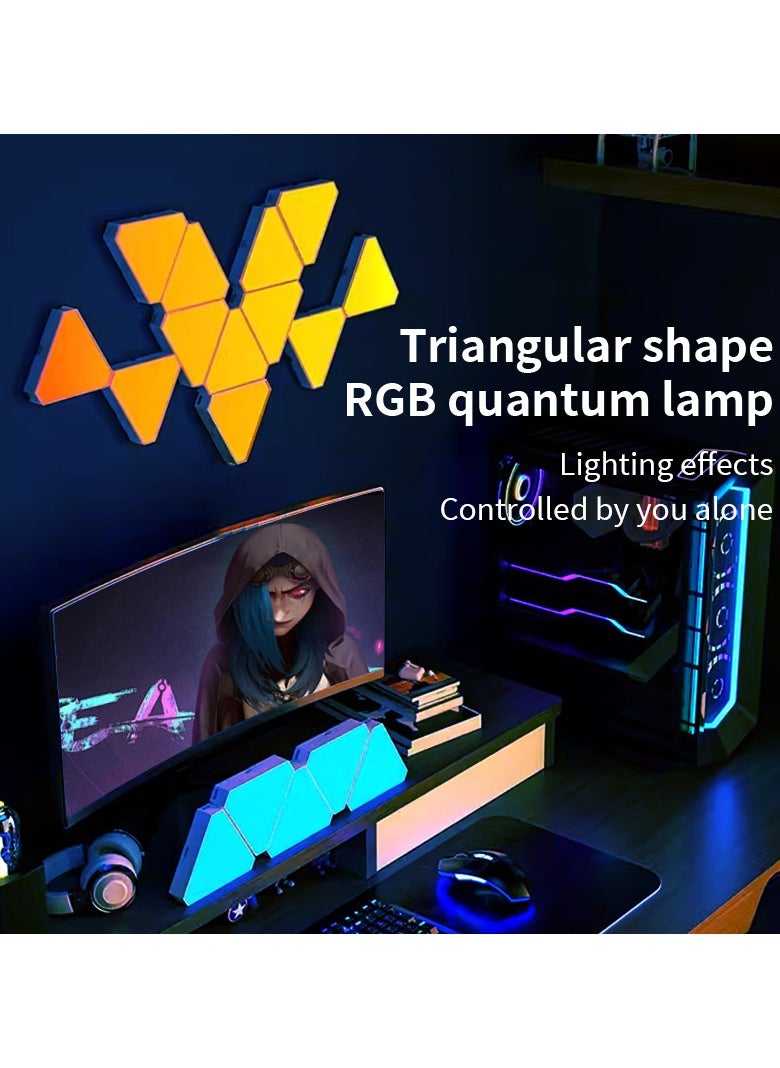JoyousSto 10 Pack Triangle LED Light, RGB Gaming Lights for Gaming Setup, DIY Triangle LED Wall Lights with 6 Connection Ports, APP and Remote Controlled, Music Sync for Gaming Room Bedroom Streaming  - Image 3