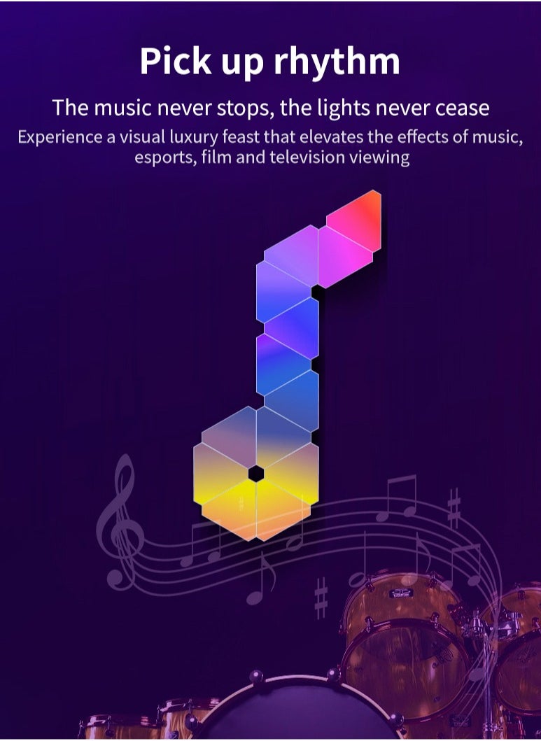 JoyousSto 10 Pack Triangle LED Light, RGB Gaming Lights for Gaming Setup, DIY Triangle LED Wall Lights with 6 Connection Ports, APP and Remote Controlled, Music Sync for Gaming Room Bedroom Streaming  - Image 4