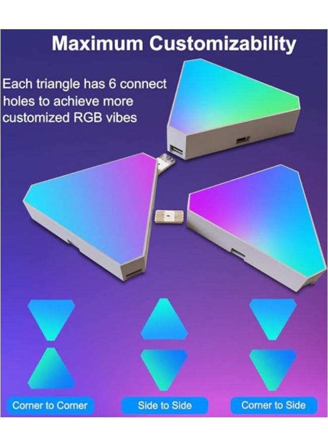 JoyousSto 10 Pack Triangle LED Light, RGB Gaming Lights for Gaming Setup, DIY Triangle LED Wall Lights with 6 Connection Ports, APP and Remote Controlled, Music Sync for Gaming Room Bedroom Streaming - Image 5